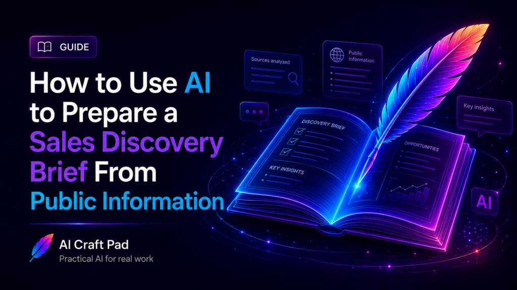 AI guide illustration for preparing a sales discovery brief from public information