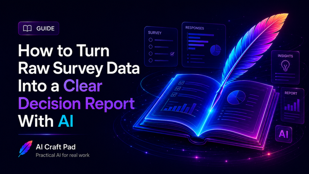 AI guide illustration for turning survey data into a clear decision report
