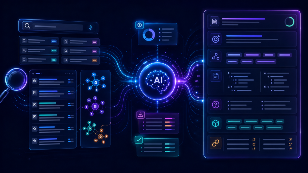 AI prompt illustration for creating an SEO content brief from search intent research