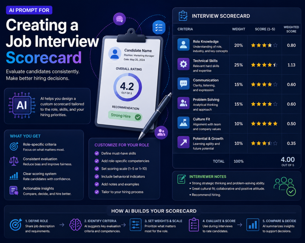 AI prompt illustration for creating a job interview scorecard