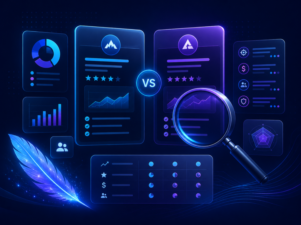AI competitor research dashboard with comparison charts and analysis