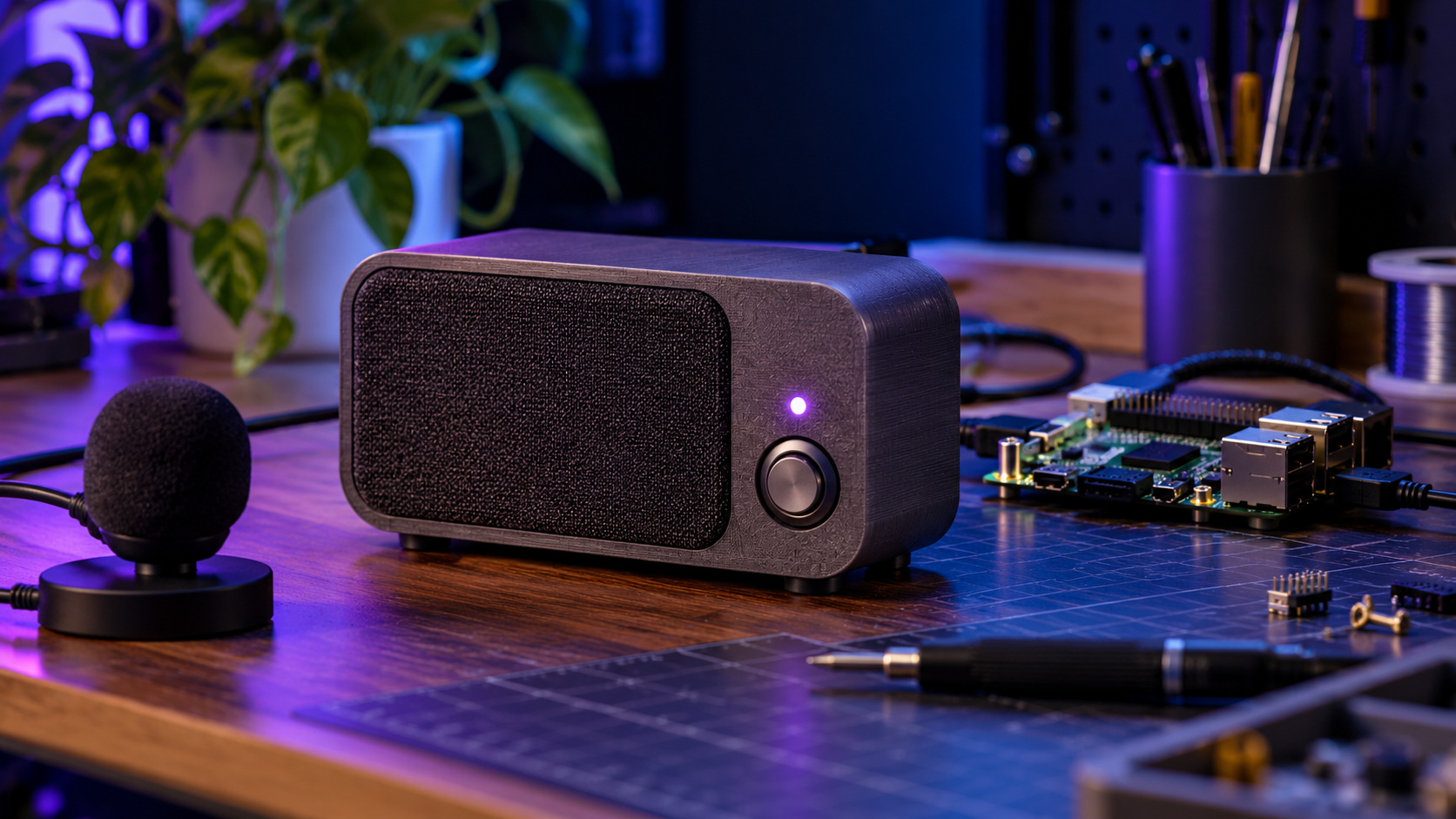 Concept visualization of Local Voice Speaker; physical build unverified