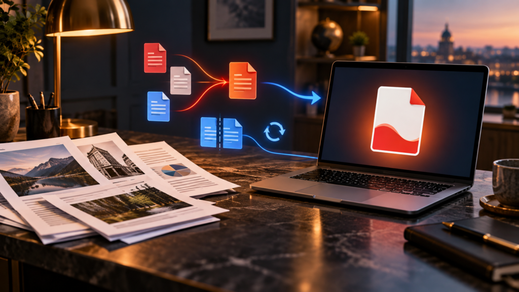 PDF documents arranged for private merging, splitting, and page rotation