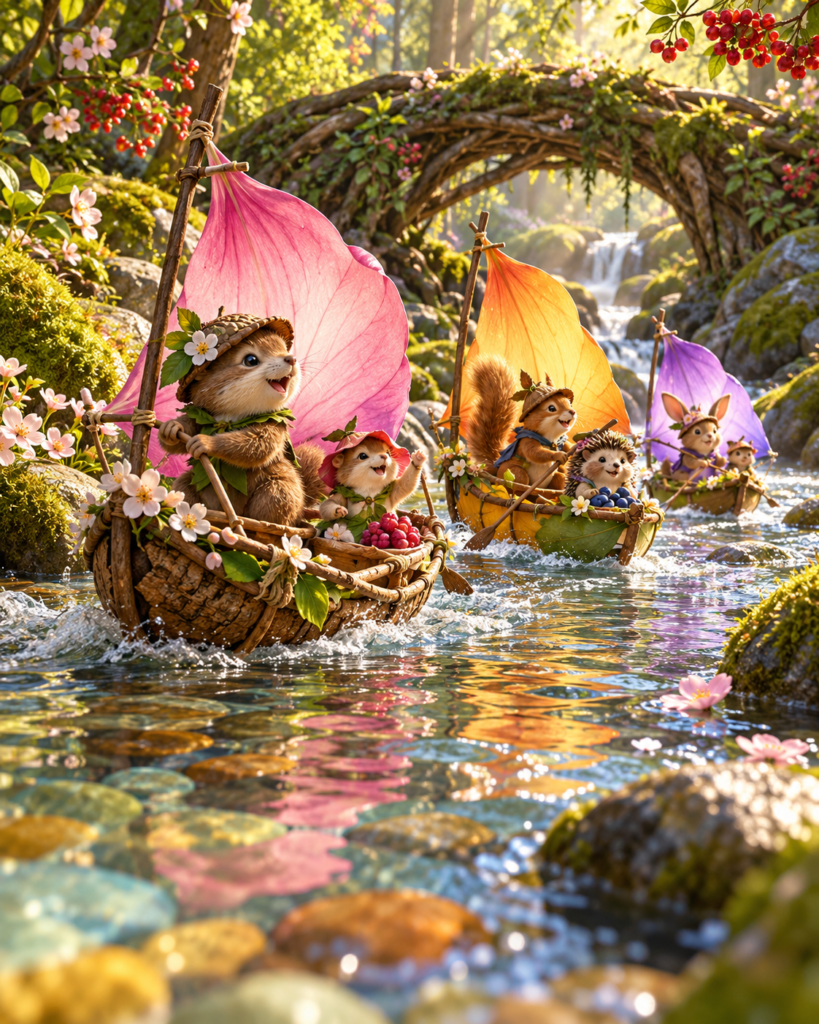 Blossom river regatta — practical AI prompt cover