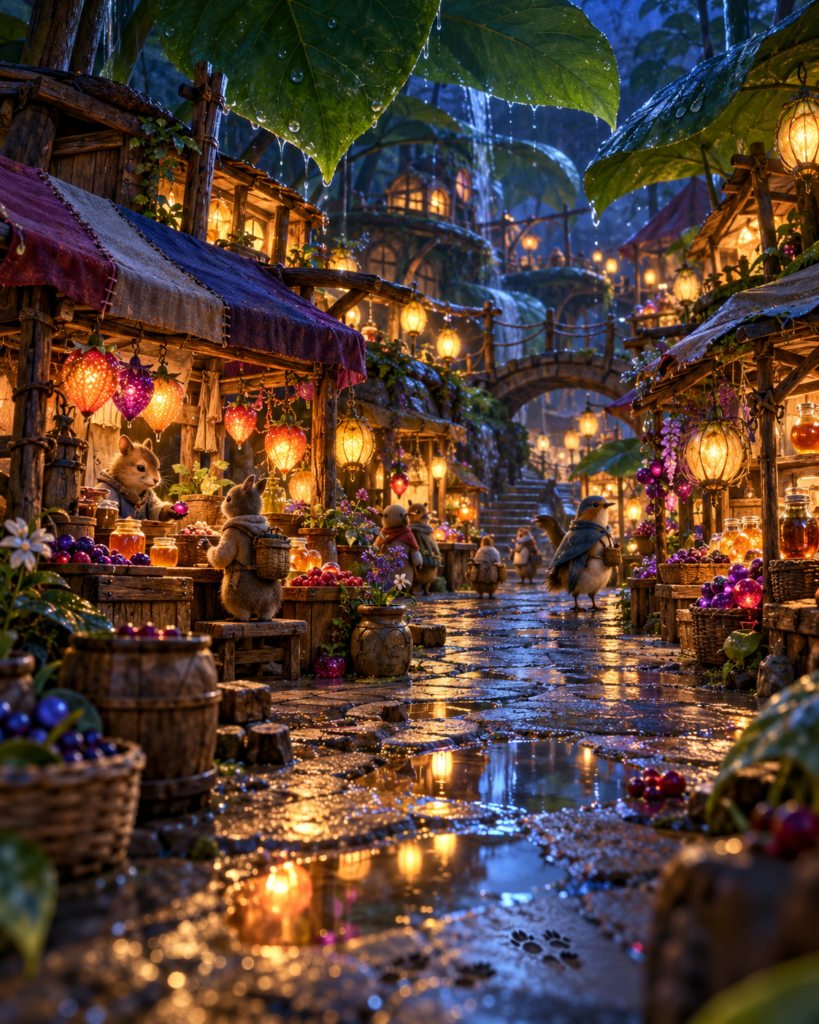 Rainberry night market — practical AI prompt cover
