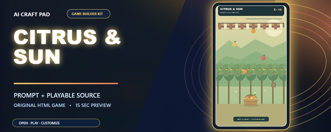 citrus and sun game builder colorful gameplay preview