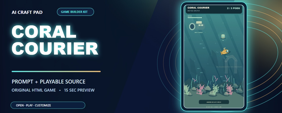 coral courier game builder colorful gameplay preview