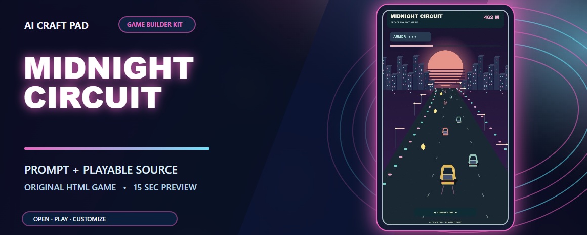 midnight circuit game builder colorful gameplay preview
