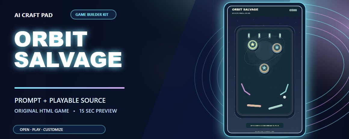 orbit salvage game builder colorful gameplay preview