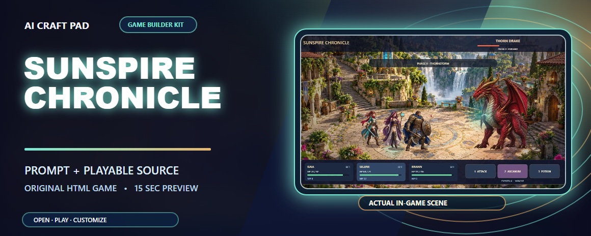 sunspire chronicle game builder colorful gameplay preview